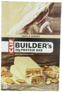 Clif Bar Builder's Bar, Vanilla Almond, 2.4-Ounce Bars, 12 Count