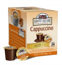 Grove Square Cappuccino, Caramel, 24-Count Single Serve Cup for Keurig K-Cup Brewers