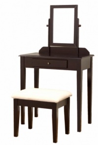 Frenchi Furniture Wood 3 Pc Vanity Set in Espresso Finish