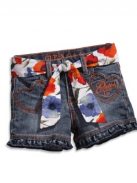 GUESS Kids Girls Baby Girls Denim Shorts (12-24M), MEDIUM STONE (24M)