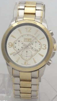 Mark Naimer Quartz XL Men Watch Chronograph-style Look Silver N Gold Two Tone Metal Band