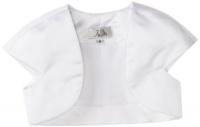 Us Angels Girls 7-16 Satin Capsleeve Bolero Dress, White, 12