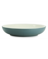 Make everyday meals a little more fun with Colorwave dinnerware from Noritake. Mix and match this pasta serving bowl in turquoise and white with coupe, square and rim pieces for a tabletop that's endlessly stylish.