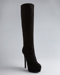 Weave some black magic in Giuseppe Zanotti's incredibly luxurious boots in dark-as-midnight suede.