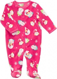 Carter's Infant Girls Micro Fleece Snap - Pink Snowman (3Mos)