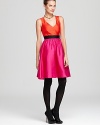 Live vibrantly in a retro-inspired kate spade new york dress. Bold color and a hint of shine accentuates an effortless fit-and-flare silhouette for a statement cocktail style.