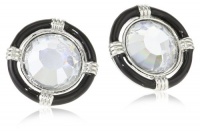 T Tahari Jet and Crystal Stud Earrings