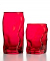 Glassware that gets noticed. Bormioli Rocco teams a funky organic shape and cherry-red hue in easy-care highball glasses made for modern tables.