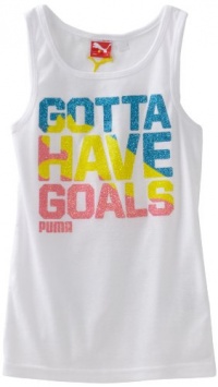 Puma - Kids Girls 7-16 Gotta Have Goals Tank Shirt, White, Large