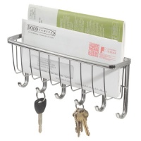 InterDesign York Lyra Wall Mount Mail and Key Rack, Chrome