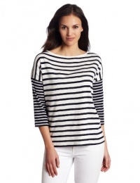 French Connection Women's Sardenia Stripe Top, White/Black, Small