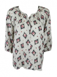 Tucker womens floral speck smock yoke button top