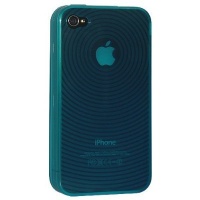 Light Blue Circle Wave Flexible TPU Gel Case for Apple iPhone 4, 4S (AT&T, Verizon, Sprint)