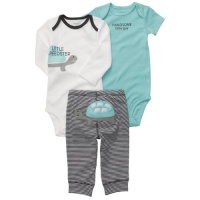 Carters Boys NB-24M 3pc Turtle Onesie Set (18M, Light Blue)