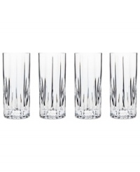 Refine the dining area with Aberdeen highball glasses by Godinger. Vertical cuts accentuate clear crystal, elevating cocktails with classic style.