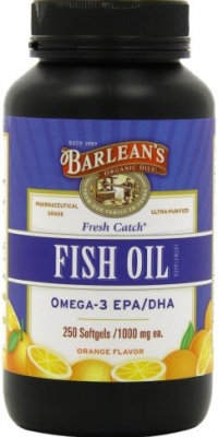 Barlean's Organic Oils Fresh Catch Fish Oil, Orange Flavor,  250-Softgels / 1000 mg each