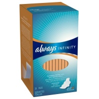 Always Infinity Unscented Pads with Wings, Overnight, 28 Count (Pack of 2)