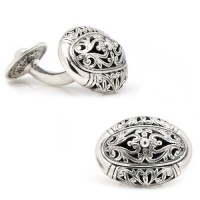 Konstantino Sterling Oval Scroll Cufflinks