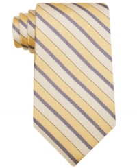 A clean classic stripe gives this Perry Ellis tie instant presence in your wardrobe.