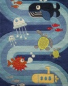 5' x 7' Rectangular Momeni Area Rug LMOJULMJ21BLU5070 Blue Color Hand Tufted in China Lil Mo Whimsy Collection