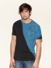 GUESS Artisan Short-Sleeve Color-Blocked Tee, JET BLACK (MEDIUM)