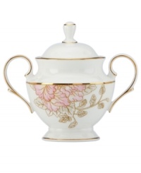 Perennial favorite. Beautiful vintage blooms on the gold-banded Painted Camellia covered sugar bowl grace your table with the dramatic, yet refined, elegance of Marchesa by Lenox.