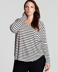 A study in contrasts, sharp stripes adorn the slouchy silhouette of a Splendid Plus top for an effortless look.