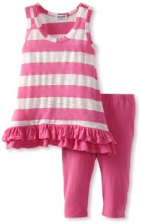 Splendid Littles Girls 2-6X White Rugby Stripe Tunic Set, Parfait, 2T