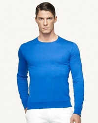 A jersey-knit crewneck is crafted from soft cotton and expertly tailored for a sleek, sophisticated silhouette.