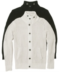 Create your unique style with this button down cardigan with front pockets by Guess Jeans.