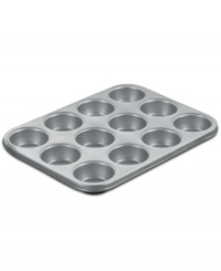 Make the morning memorable! Showoff your best baking skills with this heavy-gauge aluminized steel muffin pan, which heats evenly and features a nonstick finish that knows when to let go & how to clean up quick & easy. A dishwasher-safe design eliminates any bother after baking, plus the thick rolled edges on the pan prevent warping for a lifetime of use. Lifetime warranty.