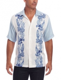 Cubavera Men's Short Sleeve Rayon Hawaiian Printed Color Block Shirt