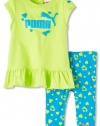 Puma - Kids Baby-Girls Infant Heart Print Biker Capri Set, Green, 12