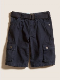 GUESS Twill Cargo Shorts with Belt, NAVY (4)