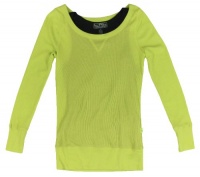 Lauren Active Women's Waffle-Knit Scoopneck Top (Large, Dash Yellow/Black)