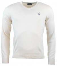 Polo Ralph Lauren Mens Pima Cotton V-Neck Sweater - S - Cream