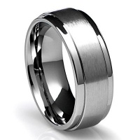 8MM Men's Titanium Ring Wedding Band with Flat Brushed Top and Polished Finish Edges (Available in Sizes 8 to 15)