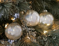 Glass Feather Ball Christmas Ornaments - Set Of 3 By Collections Etc