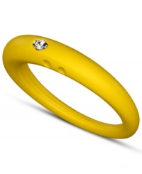 Stackable style with a hint of sparkle! DUEPUNTI's unique ring is crafted from yellow-hued silicone with a round-cut diamond accent. Set in silver. Ring Size Small (4-6), Medium (6-1/2-8) and Large (8-1/2-10)