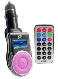 GSI Super Quality In-Car Wireless Hands-Free FM Modulator-Transmitter for MP3/MP4/iPod/iPhone/CD/DVD Players - SD/Memory Card/Flash Slot - Line-In Function - LCD Display - Cigarette Lighter Plug - Includes Remote Control - Pink