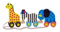 Features Three Interlocking, Mix And Match Animals On Wheels - Melissa & Doug Pull-Along Zoo Animals