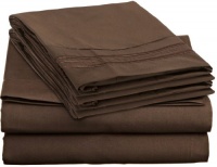 Clara Clark 1800 Regal Series 4pc Bed Sheet Set - Cal King, Chocolate Brown,