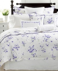 Martha Stewart Collection Bedding Pair of Trousseau Violets Embroidered King Pillowcases 