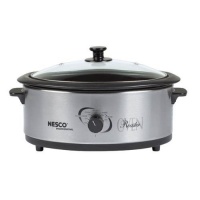 Nesco 4816-25-30PR Professional 6-Quart Stainless Steel Roaster Oven with Glass Cover, Non-Stick Cookwell