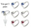 Heart studs earrings - hypo allergic UPVC posts - white gold plated so looks like real - you get a set of 3 - easy to wear, suitable for everyday wear