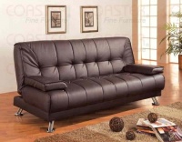 Coaster Futon Sofa Bed with Removable Arm Rests, Brown Vinyl