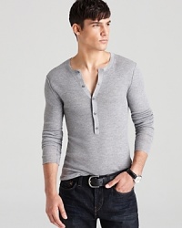 With an extra long placket this henley from Michael Kors grounds your look with a masculine edge.