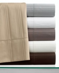 Hotel Collection 600 Thread Count 600TC STRIPE, Extra Deep Flat Sheet, Queen Sheet - Cocoa