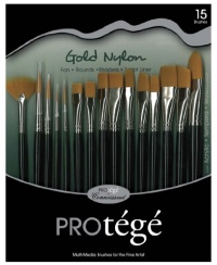 Connoisseur Gold Nylon Short Handle Brush Set, 15-Piece