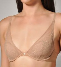 Calvin Klein Women's Naked Glamour Convertible Lace Plunge Bra, Buff, 36C